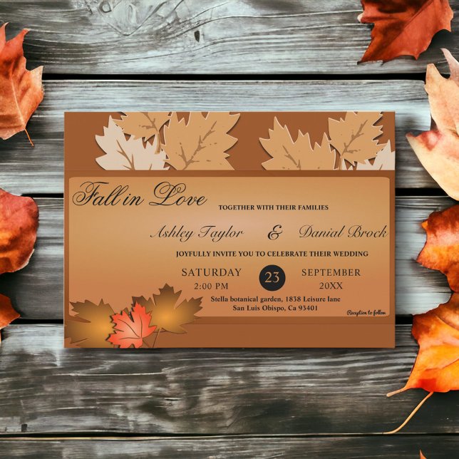 Elegant Rustic Autumn Leaves Fall Floral Wedding Invitation (Creator Uploaded)