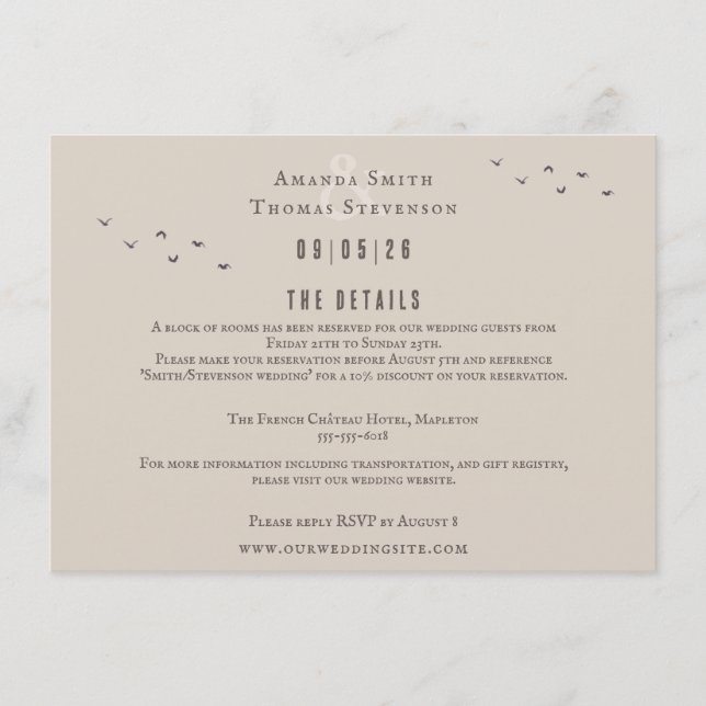 Elegant rustic autumn montain landscape wedding enclosure card (Front)