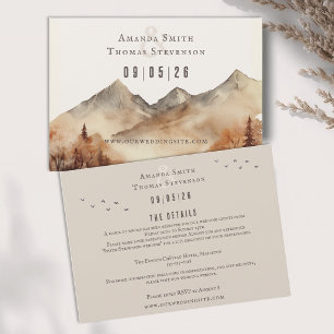 Elegant rustic autumn montain landscape wedding enclosure card