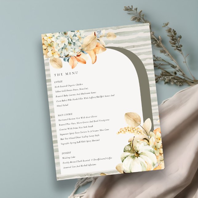 Elegant Rustic Autumn Pumpkin Arch Floral Wedding Menu (Creator Uploaded)