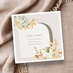 Elegant Rustic Autumn Pumpkin Arch Floral Wedding Napkin
