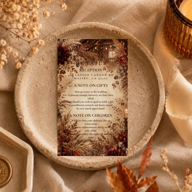 Elegant Rustic Autumn Wedding Enclosure Card (Creator Uploaded)