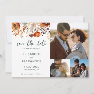 Elegant Rustic autumnal floral wedding 3 photos Save The Date
