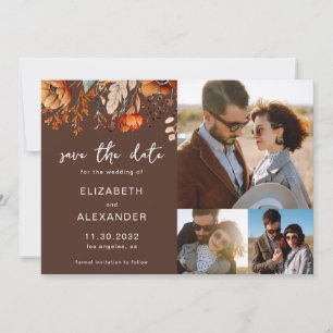 Elegant Rustic autumnal floral wedding 3 photos Save The Date