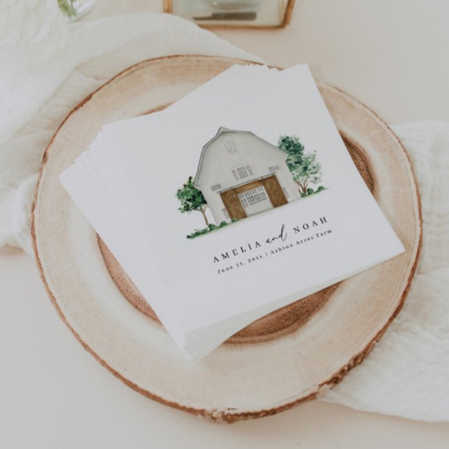 Elegant Rustic Barn Wedding Cocktail Napkins (Creator Uploaded)
