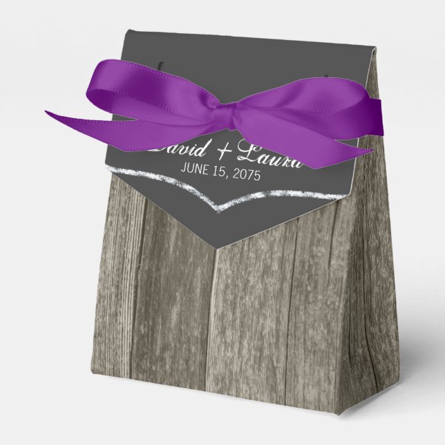 Elegant Rustic Barn Wood Chalkboard Wedding Favour Box (Front Side)