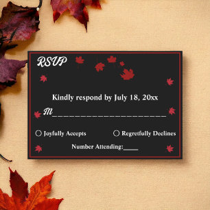 Elegant Rustic Black And White Chic Fall Wedding RSVP Card