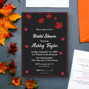 Elegant Rustic Black And White Fall Bridal Shower Invitation