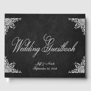 Elegant Rustic Black Chalkboard Wedding Guest Book