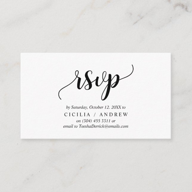 Elegant Rustic Black, Invitation RSVP, respond (Front)
