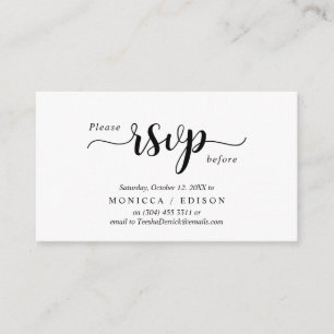 Elegant Rustic Black, Party RSVP, respond Enclosure Card
