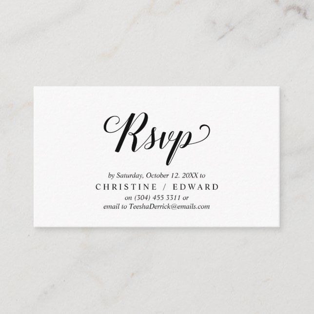 Elegant Rustic, Black Script, RSVP respond Enclosure Card (Front)
