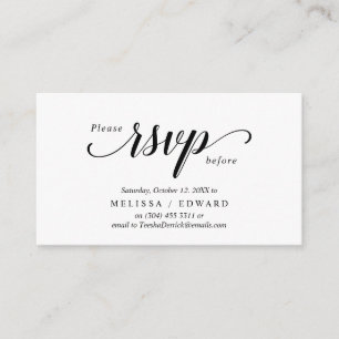 Elegant Rustic, Black Script, RSVP respond, Reply Enclosure Card