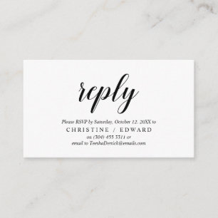 Elegant Rustic, Black Script, RSVP respond, Reply Enclosure Card