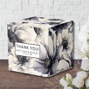 Elegant Rustic Black White Floral Wedding Favour Box