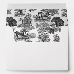 Elegant Rustic Black White Horses Country Toile Envelope