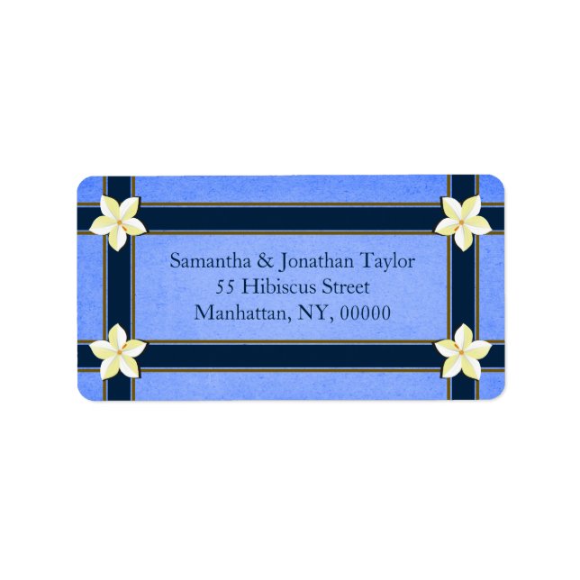 Elegant Rustic Blue Floral Return Address Labels (Front)