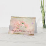 Elegant Rustic Blush Pink Floral Anniversary Card<br><div class="desc">An elegant delicate rustic blush pink floral with butterfly blank anniversary card.</div>