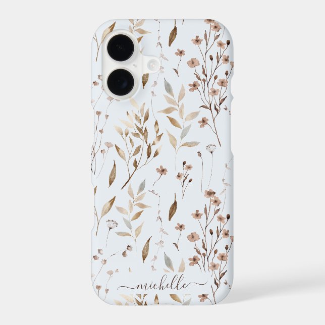 Elegant Rustic Boho Brown Floral Botanical (Back)