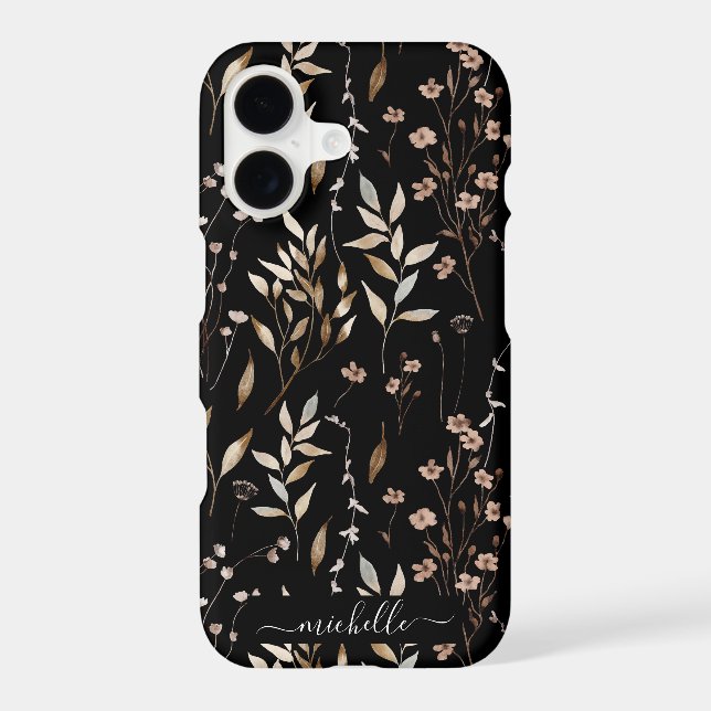 Elegant Rustic Boho Brown Floral Botanical (Back)