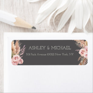 Elegant Rustic Boho Floral Botaniqe Wedding Label Return Address Label