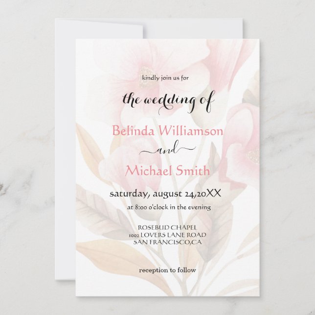  Elegant Rustic Boho Floral  Wedding Invitation (Front)