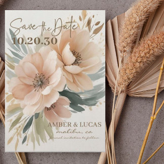 Elegant Rustic Boho Floral Wedding Save the Date Invitation