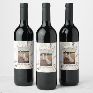 Elegant Rustic Boho Pampas Wine Label