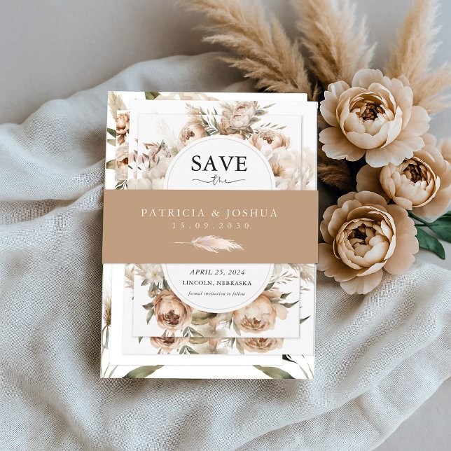 Elegant Rustic Boho Wedding Invitation Belly Band (Creator Uploaded)