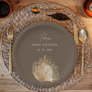 Elegant Rustic Botanical Boho Baby Shower Paper Plate