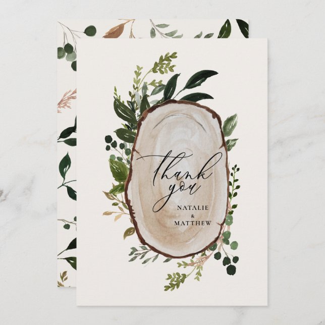 Elegant Rustic Botanical Greenery Thank You chic (Front/Back)