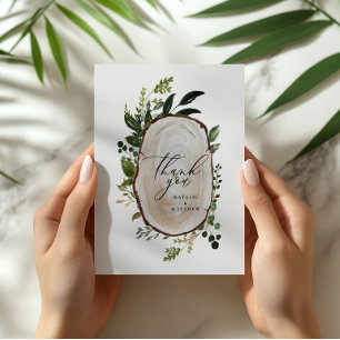 Elegant Rustic Botanical Greenery Thank You chic Card