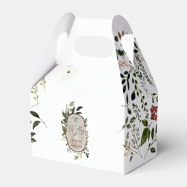 Elegant Rustic Botanical Greenery wedding party  Favour Box (Front Side)