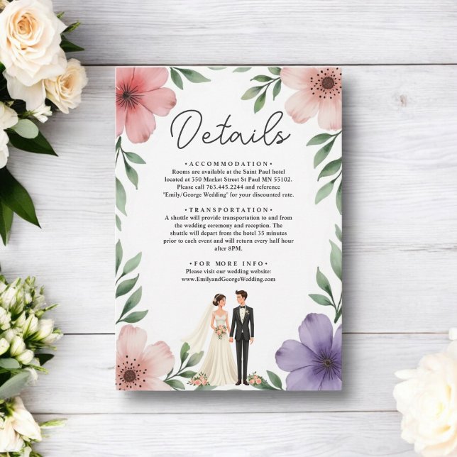 Elegant Rustic Bride & Groom Summer Floral Wedding Enclosure Card (Creator Uploaded)