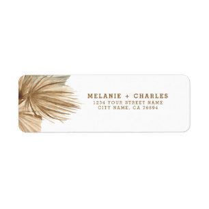Elegant Rustic Brown Bohemian Foliage Wedding Return Address Label