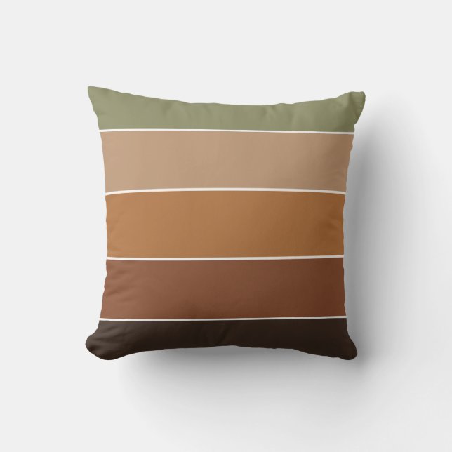 Elegant Rustic Brown Striped Pattern Warm Fall Cushion (Front)
