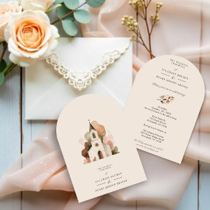 Elegant Rustic Brown Tones Church Wedding Designs Invitation