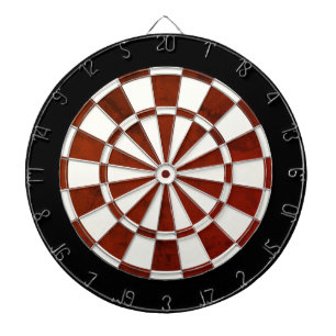Elegant Rustic Brown, White and Black Border Dartboard