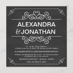 Elegant Rustic Chalkboard Wedding Invitations