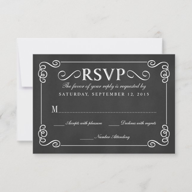 Elegant Rustic Chalkboard Wedding RSVP (Front)