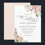 Elegant Rustic Chic Blush Pink Rose Floral Wedding Invitation<br><div class="desc">Elegant Rustic Chic Blush Pink Rose Floral Summer Spring Wedding Invitation</div>