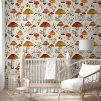Elegant Rustic Chic Mushroom Garden Fabric Pattern