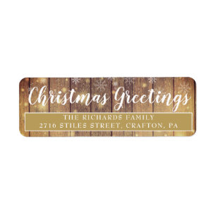 Elegant Rustic Christmas Greetings Return Address Label