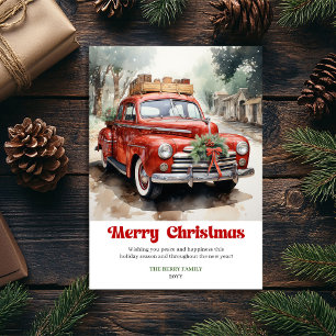 Elegant rustic Christmas scene vintage greeting  Holiday Card