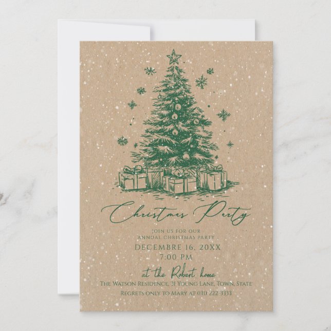 Elegant Rustic Christmas Tree Holiday Party  Invitation (Front)