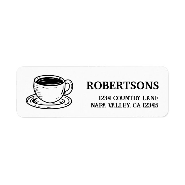 Elegant Rustic Coffee Cup Lovers Return Address Label (Front)