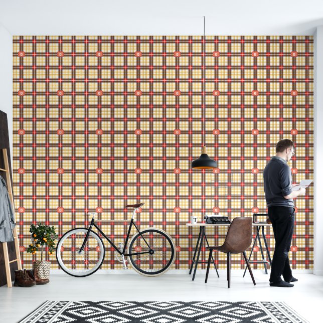 Elegant Rustic Colourful  Plaid  Wallpaper (Living Room)