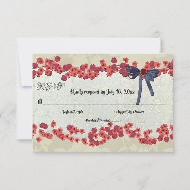 Elegant Rustic Country Boho Summer Floral Wedding RSVP Card (Front)
