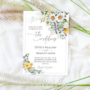 Elegant rustic country flowers eucalyptus  invitation