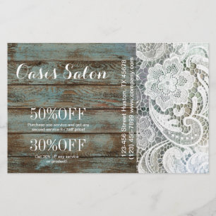elegant rustic country white lace blue barn wood flyer